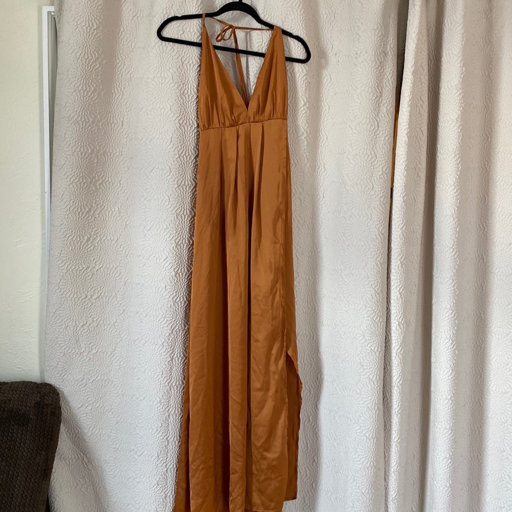 Gold satin maxi